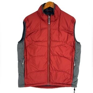 REI goose down, insulated vest, size medium red & gray puffer vest